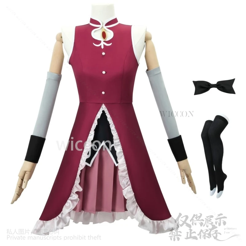 أنيمي Puella Magi Madoka Magica تأثيري ساكورا كيوكو فستان أحمر موحد لوليتا الباروكات للفتيات هالوين عيد الميلاد كوس مخصص