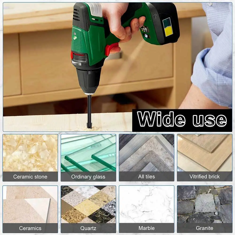 6個/セット 4-12mm 超硬合金製 クロスヘックス タイル・ガラス・セラミック用ドリルビットセット 効率的な穴あけ工具 壁用