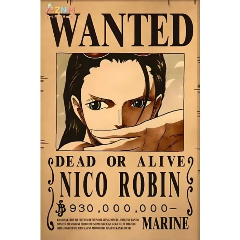 One Piece Wanted Poster Luffy Zoro Nami Sanji Brook Vintage Anime Canvas Wall Art Unframed Single Canvas Print Home Decor Poster