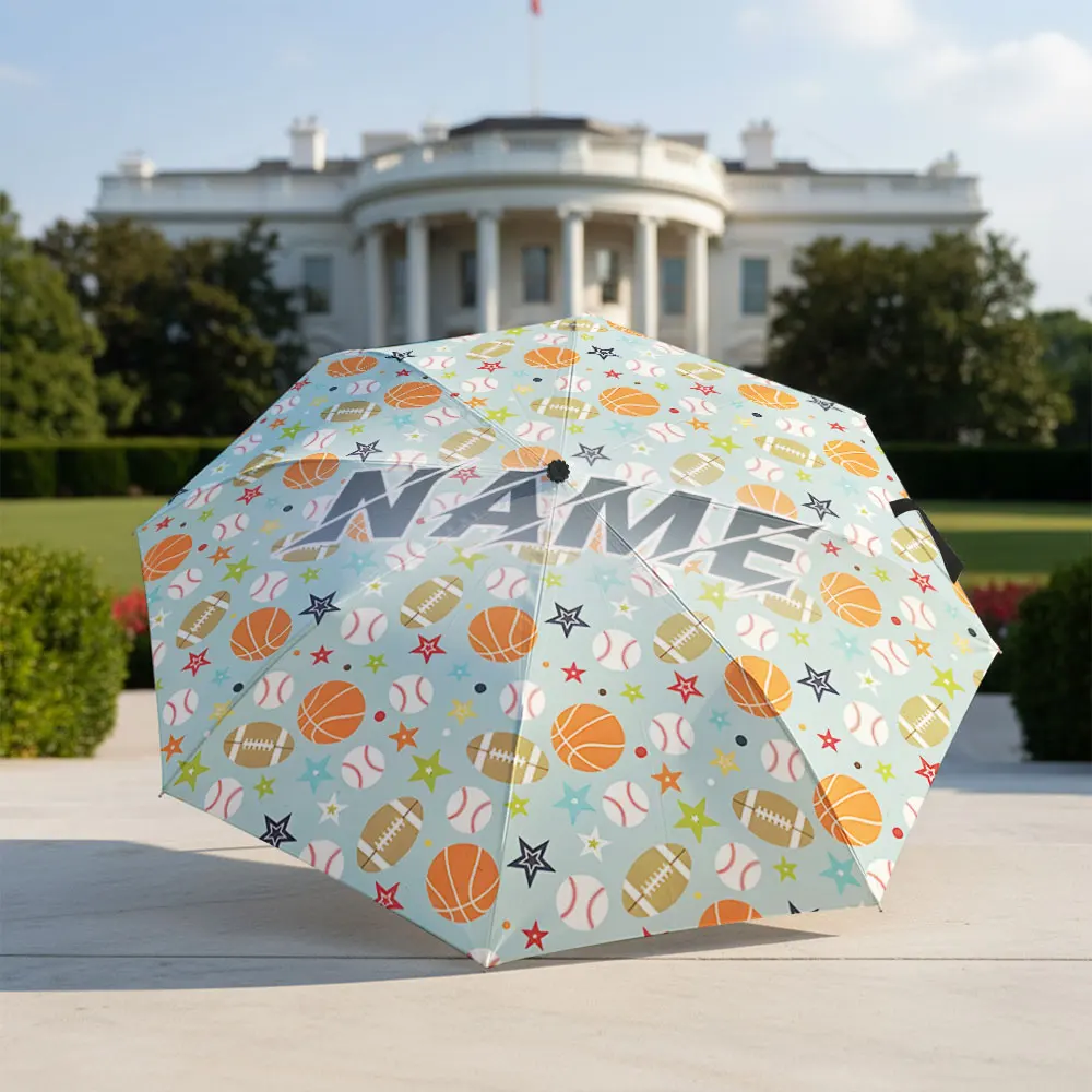 Custom Name umbrella, Sports Pattern Umbrella - Basketball & Football Design Fashion Folding Umbrella for Daily Use, Gift