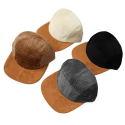 Unisex solid flat brim trucker cap 5 panel corduroy sports hat Men womens Soft leisure Tennis travel baseball hats