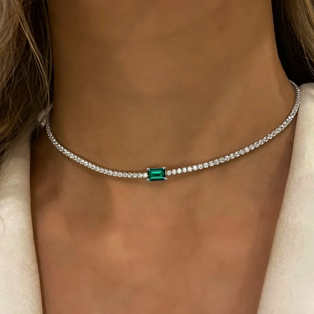 Zambian Emerald Cut Moissanite - Layered Necklace Set recension och pris