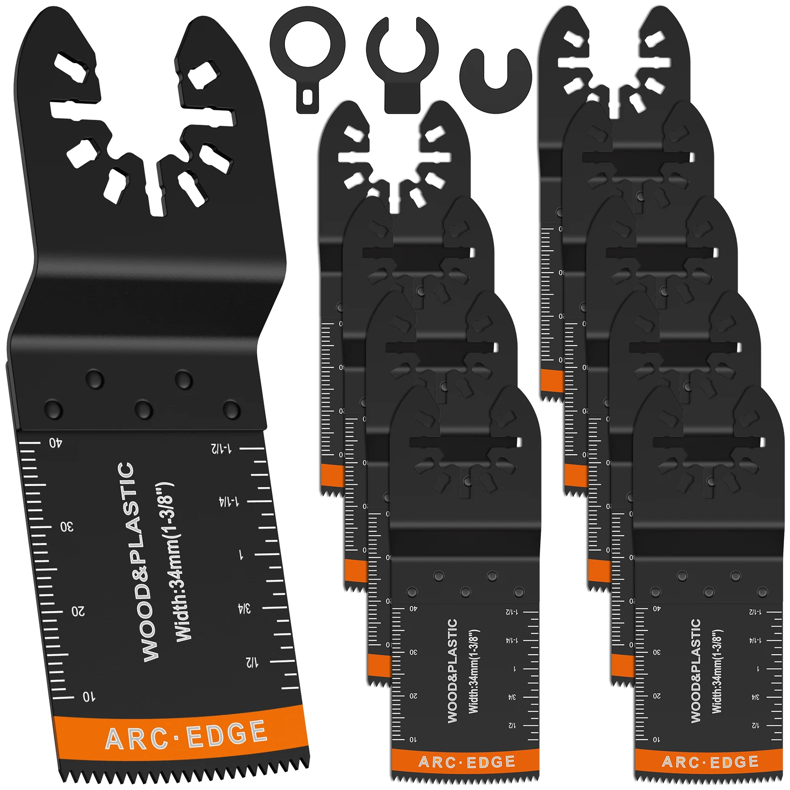 

10Pcs Oscillating Saw Blade 1-3/8inch Multifunctional HCS Multitool Blades Set Universal Curved-Edge Cutting Oscillating Tool