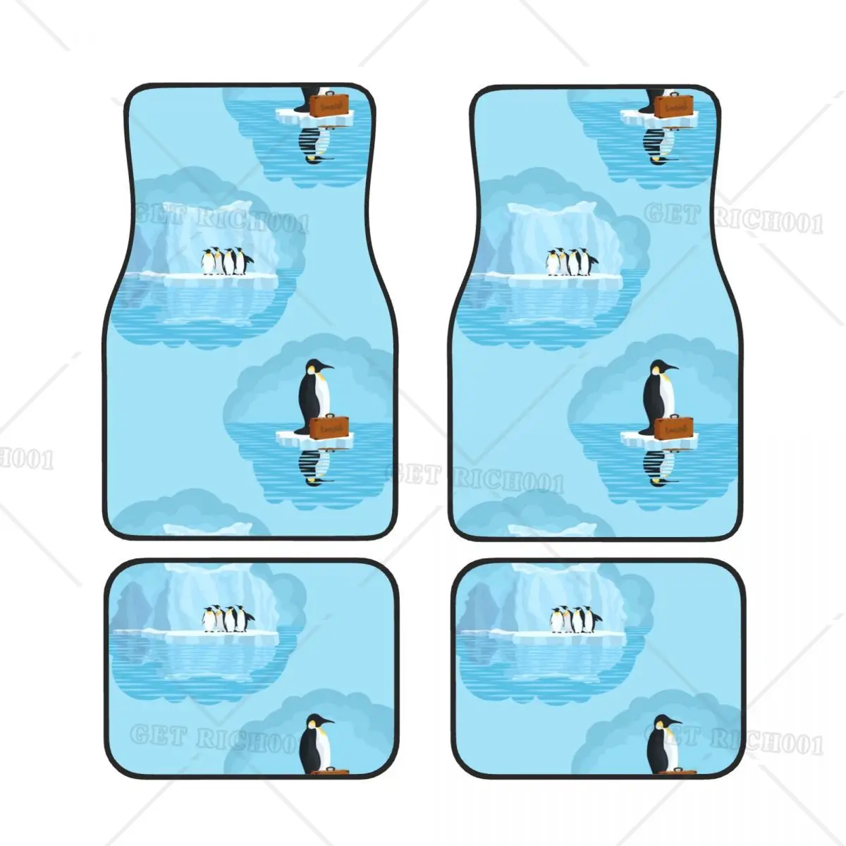 

Juego 4 Alfombrillas Coche Navidad Estilo Invierno Hielo Pingüino Azul, Accesorios Unisex Para Coche, Talla Única, Gruesas, D