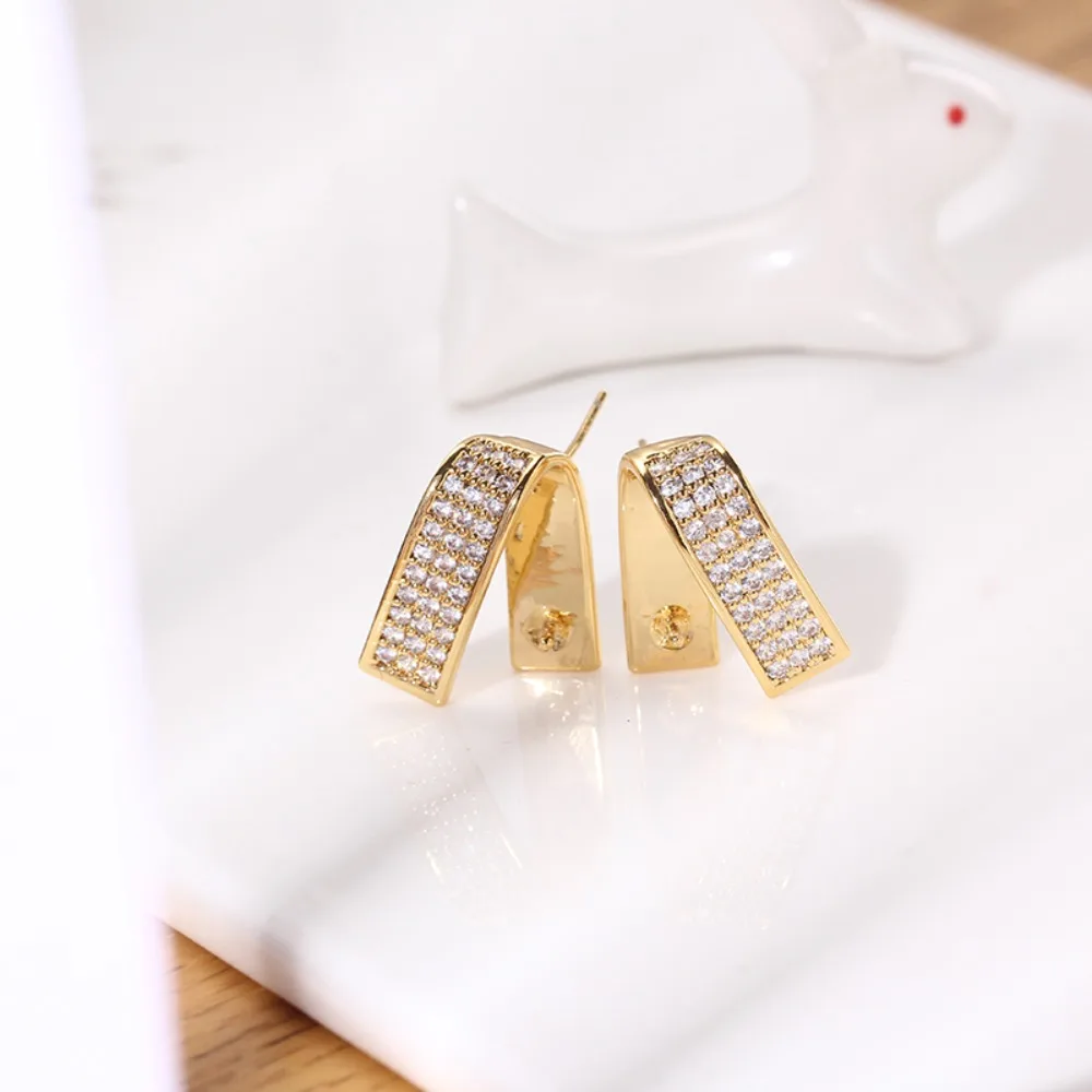 

4PCS S925 Sterling Silver Needle 18K Gold Wrapped Plated Brass Earring Settings Diy Jewelry Pearl Earrings Accessories
