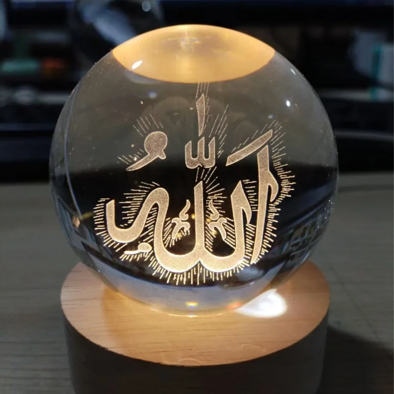 6 cm 3D Kristallkugel Nachtlicht Ramadan Dekoration für Zuhause Mond Schloss Palast Ornament Kareem Geschenke Muslim Islam Party Dekor – Detail 5