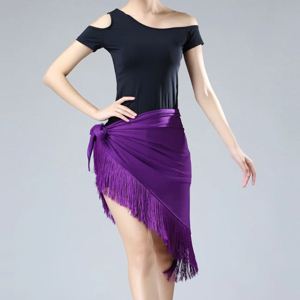 ผ้าพันเอวแบบมีชายครุยสำหรับผู้หญิง - กระโปรงเต้นลาตินแบบพันรอบตัวสำหรับซัลซ่า บาชาต้า การฝึกซ้อมและการแสดงระบำหน้าท้อง