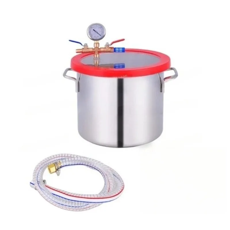 3 Gallon 12L Stainless Steel Vacuum Degassing Chamber Vacuum Defoaming Barrel for Silicone Resin AB Adhesive 25x25CM Acrylic Lid