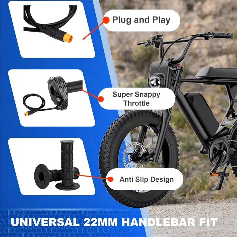 Ebike Full Twist Throttle 12V-72V For Macfox, 3 Pin Surron Style Throttle Grip Kit For Happyrun Freego Heybike