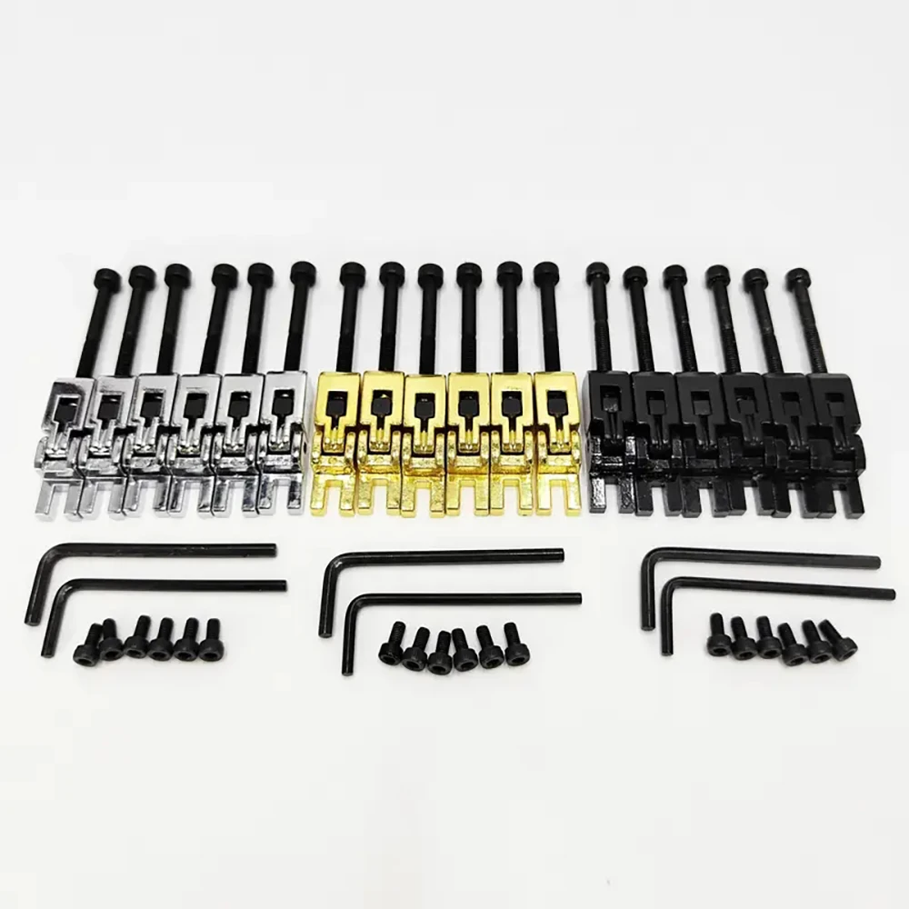 Set of 6 Guitar Double Locking System Tremolo Locked Saddles for Floyd Rose Guitar with String Lock Screws Replacement Accessory