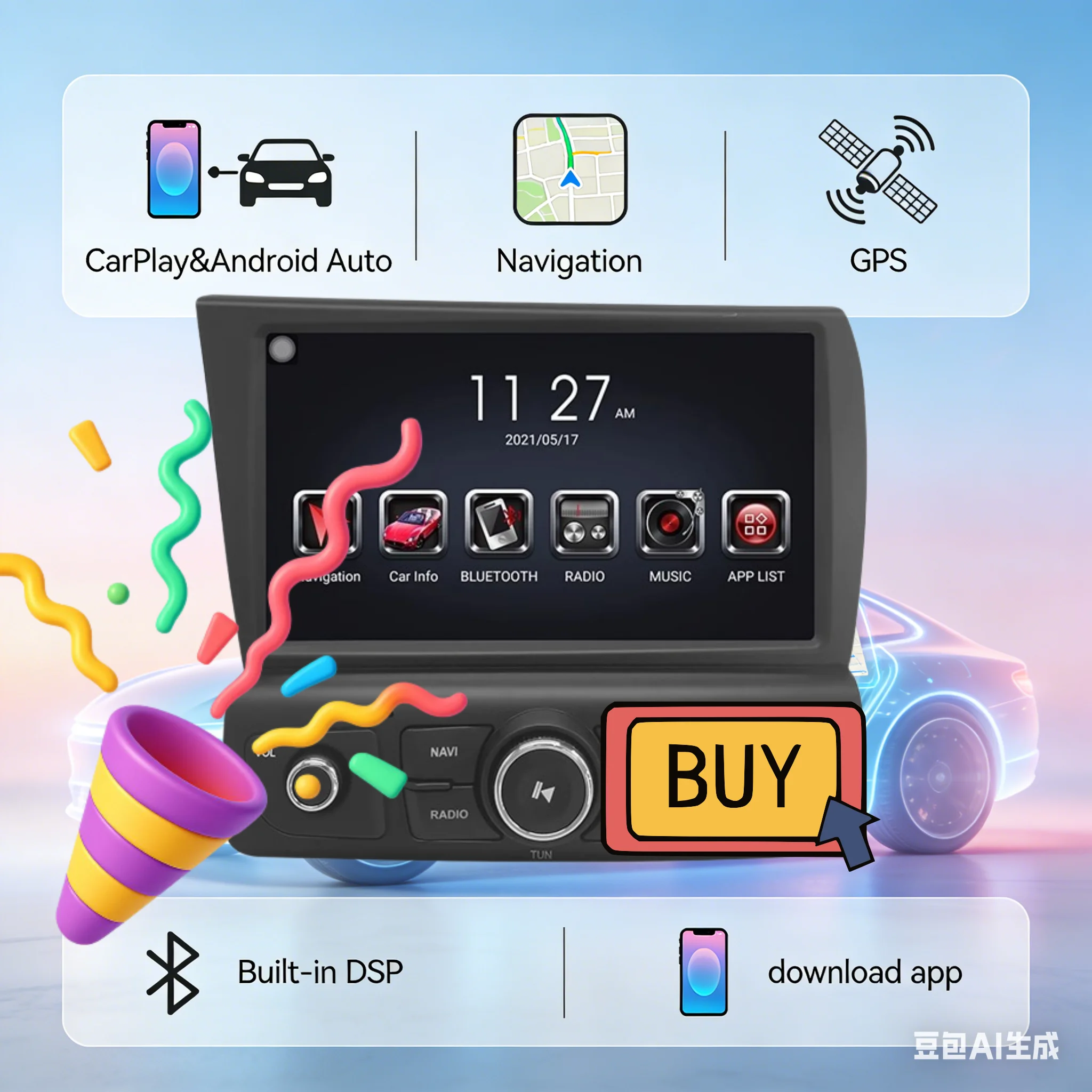 

8-дюймовый автомобильный радиоприемник для Audi R8 2007-2015 с беспроводным CarPlay, Android Auto, мультимедийный проигрыватель, GPS-навигация, DSP, стереоэкран, головное устройство