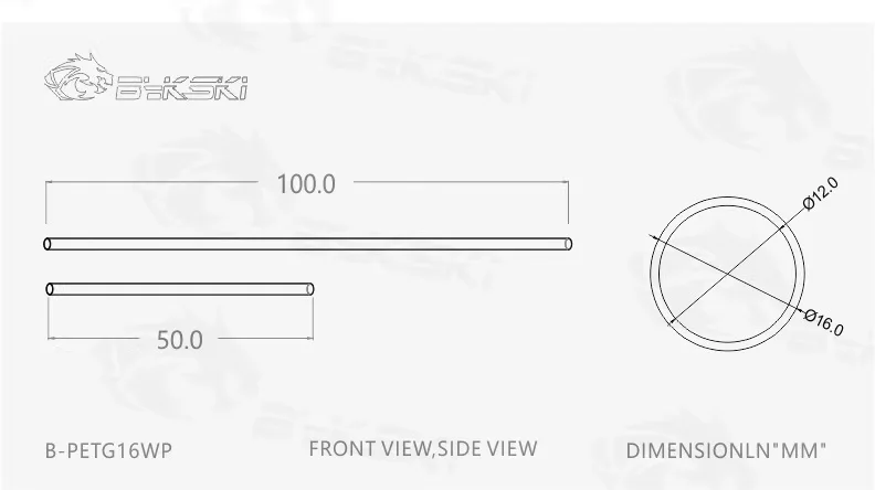 Bykski Water Cooling PETG Hard Rigid Transparent Tube 12mm 14mm 16mm x 500mm B-PETGWP