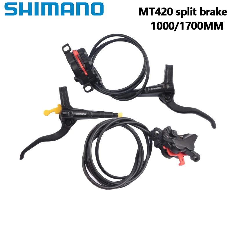 Shimano MT420 Brake Split Right Left Brake Lever BR MT420 Hydraulic Disc Brake Caliper 1000/1700MM 4 Piston With Resin Pads MTB