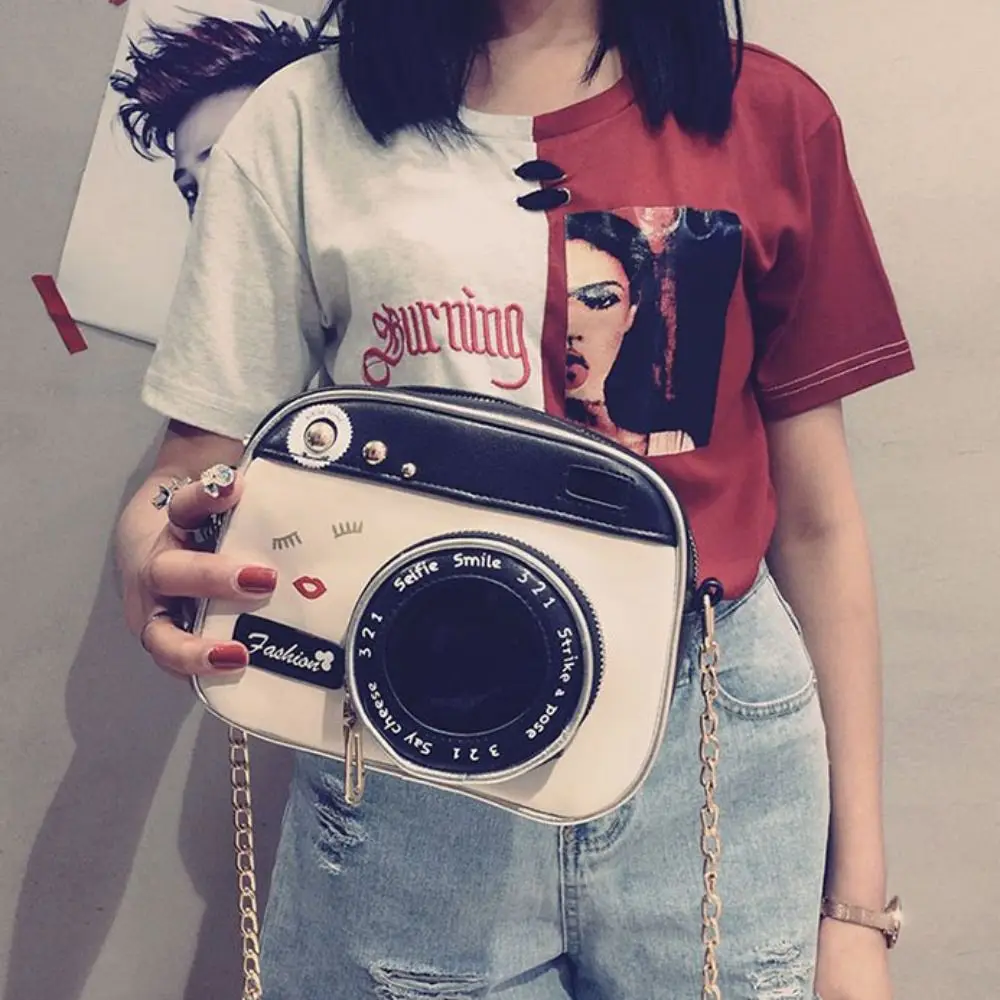 

Elegant PU Camera Shoulder Bag Small Bag Large Capacity Funny Box Bag Shoulder Bag Crossbody Bag PU Messenger Bag Wedding