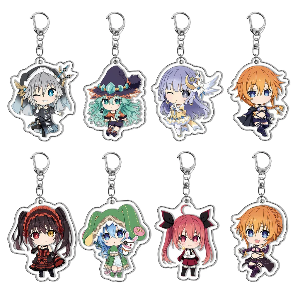 Anime Date Keychain Cosplay Yoshino Yatogami Tohka Tokisaki Kurumi Acrylic Figure Key Chain Pendant Friend Gift Prop