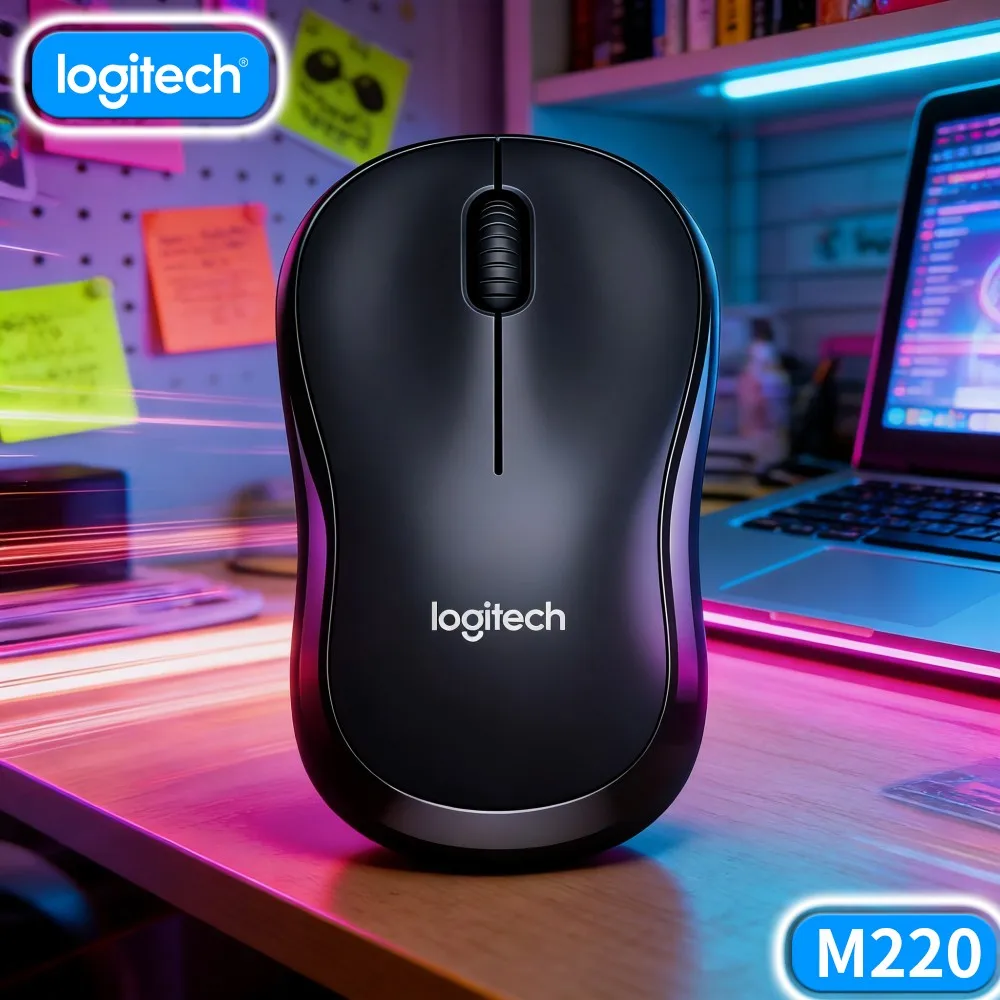 Logitech M220 Low Noise Wireless Mouse Lightweight Ergonomic Design Plug‑And‑Play For Windows Mac Laptop Desktop PC