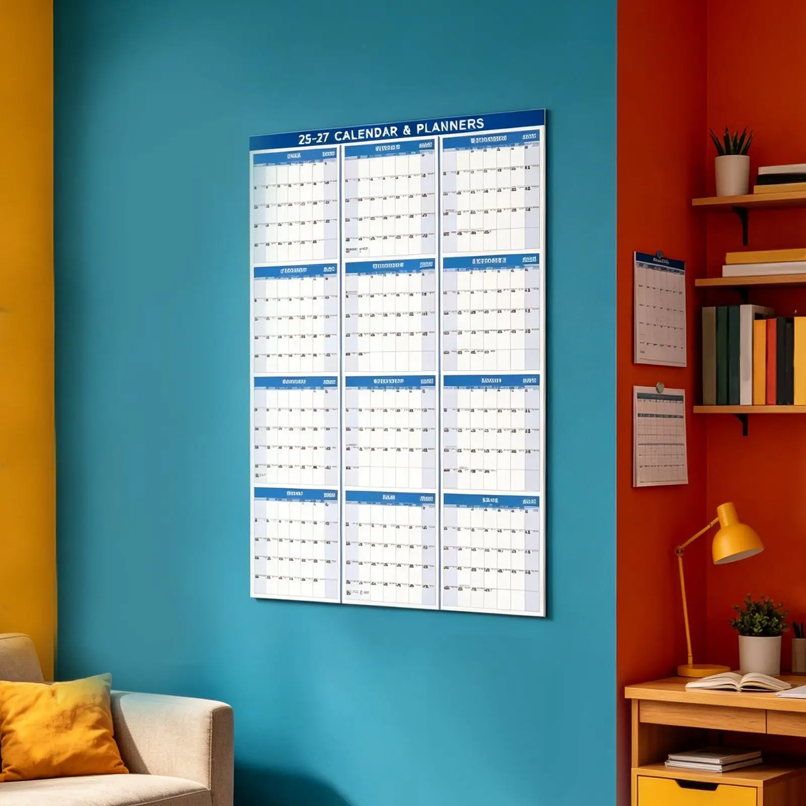 Erasable Calendar For Wall July 2026-June 2027 Yearly Planner Vertical Wall Calendar For Home Apartment School Office Living