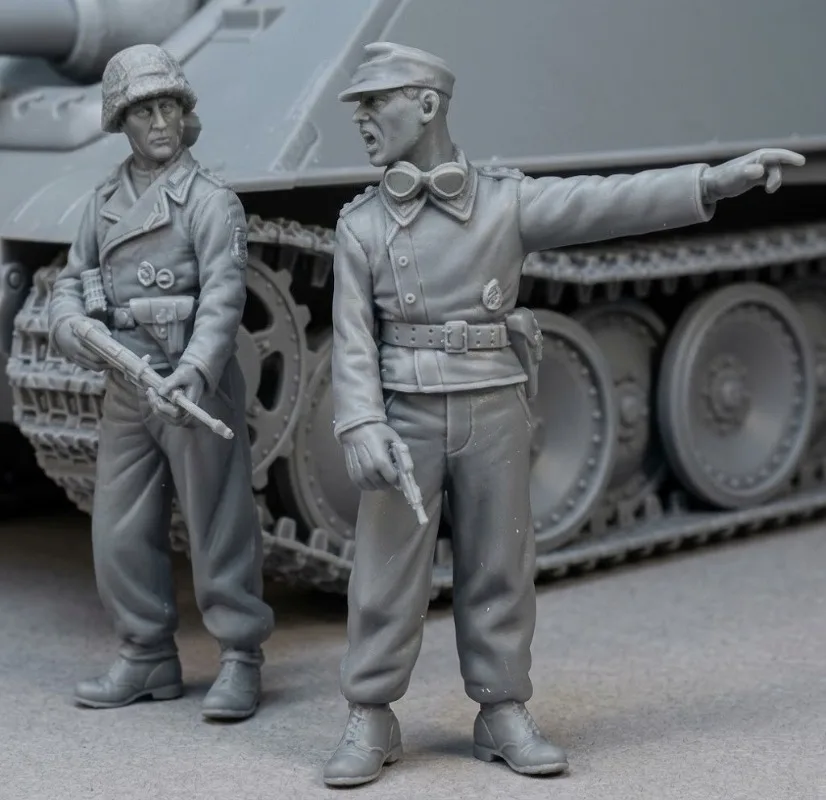 Harzfigur im Maßstab 1:35, zusammengebautes Modellbausatz, Panzerbesatzung, 2 Personen, historische GK-Militärminiaturen, unmontiert und unbemalt