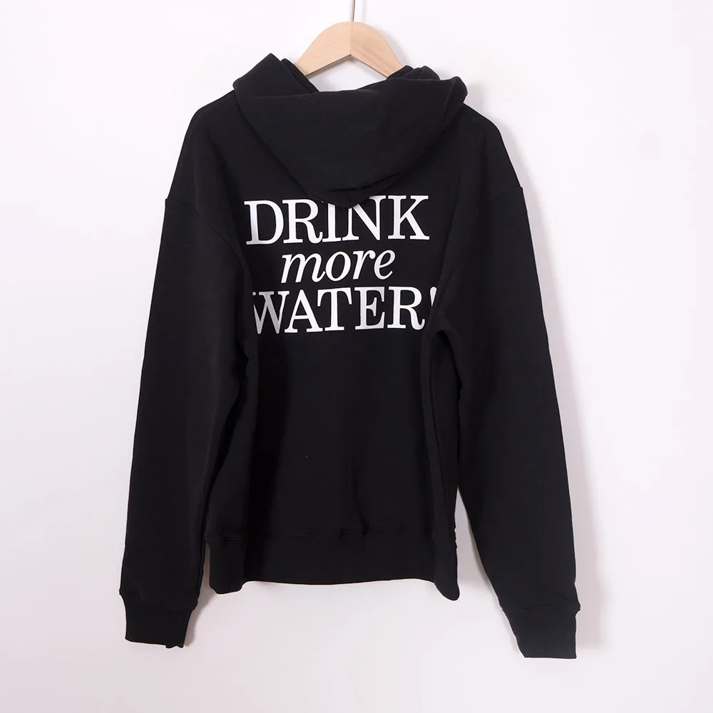 ZESSAM Drink More Water Letter Graphic Print Hoode Sweatshirts Unisex Long Sleeve Hoodies Casual Vintage Top 2024