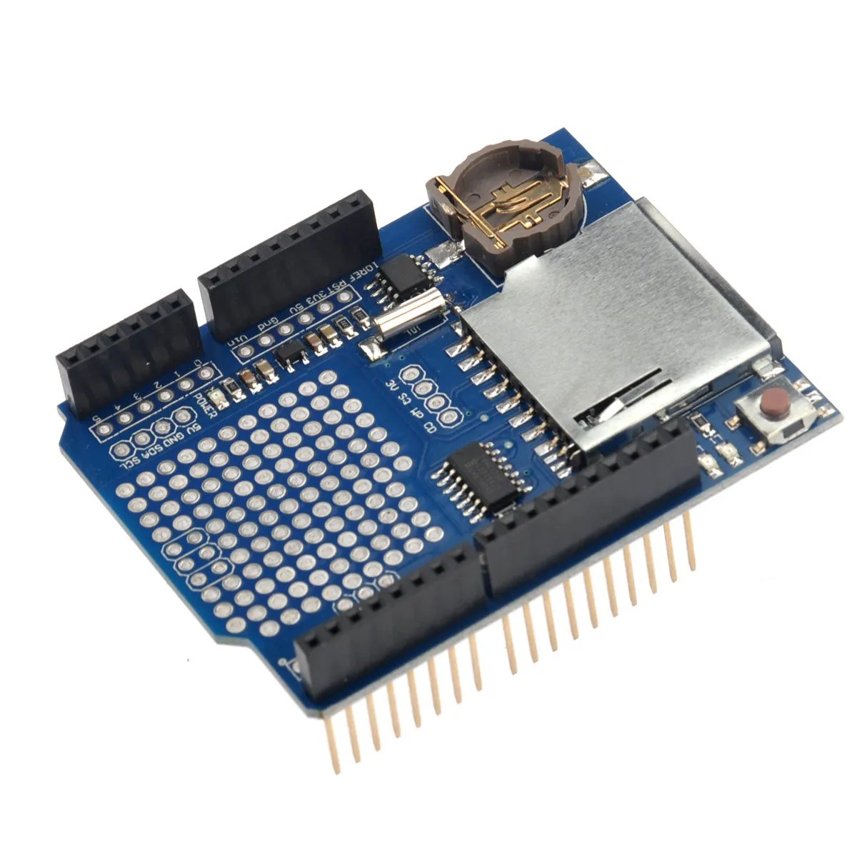RTC Real Time Clock Module with 3.3V Level Shifter, PCB Prototyping Area & Data Logging Shield