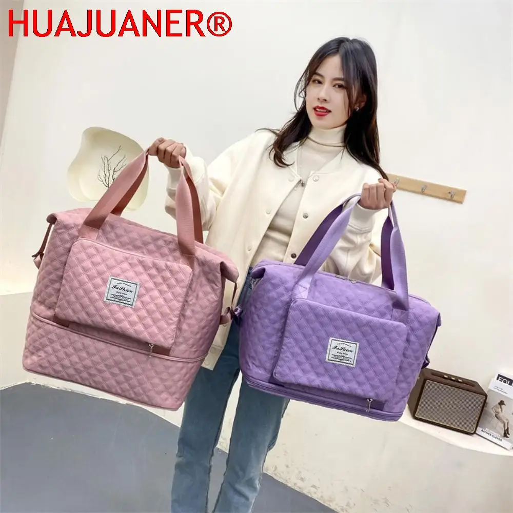 Foldable Travel Bag Wet Dry Separation Waterproof Handbag Large Capacity Solid Tote Bag Women Gym Yoga Shoulder Bags