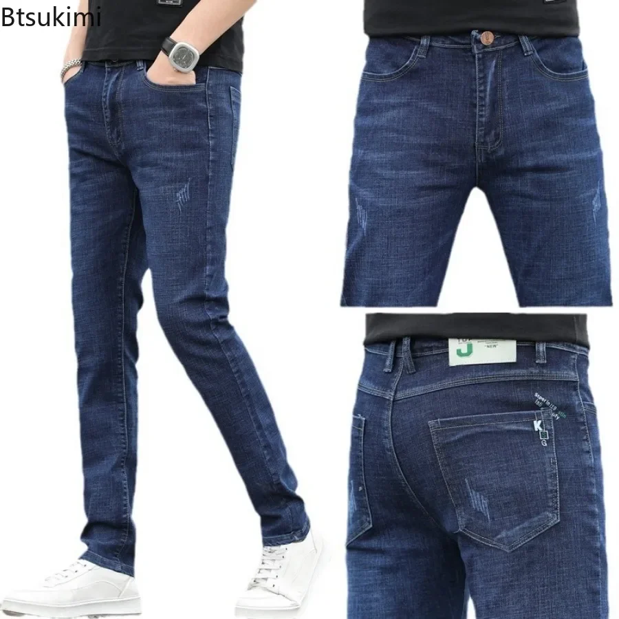 Nuovi jeans da uomo con design multitasche 2025 Pantaloni dritti slim elastici Pantaloni in denim di cotone traspirante Pantaloni casual da uomo tutti abbinati