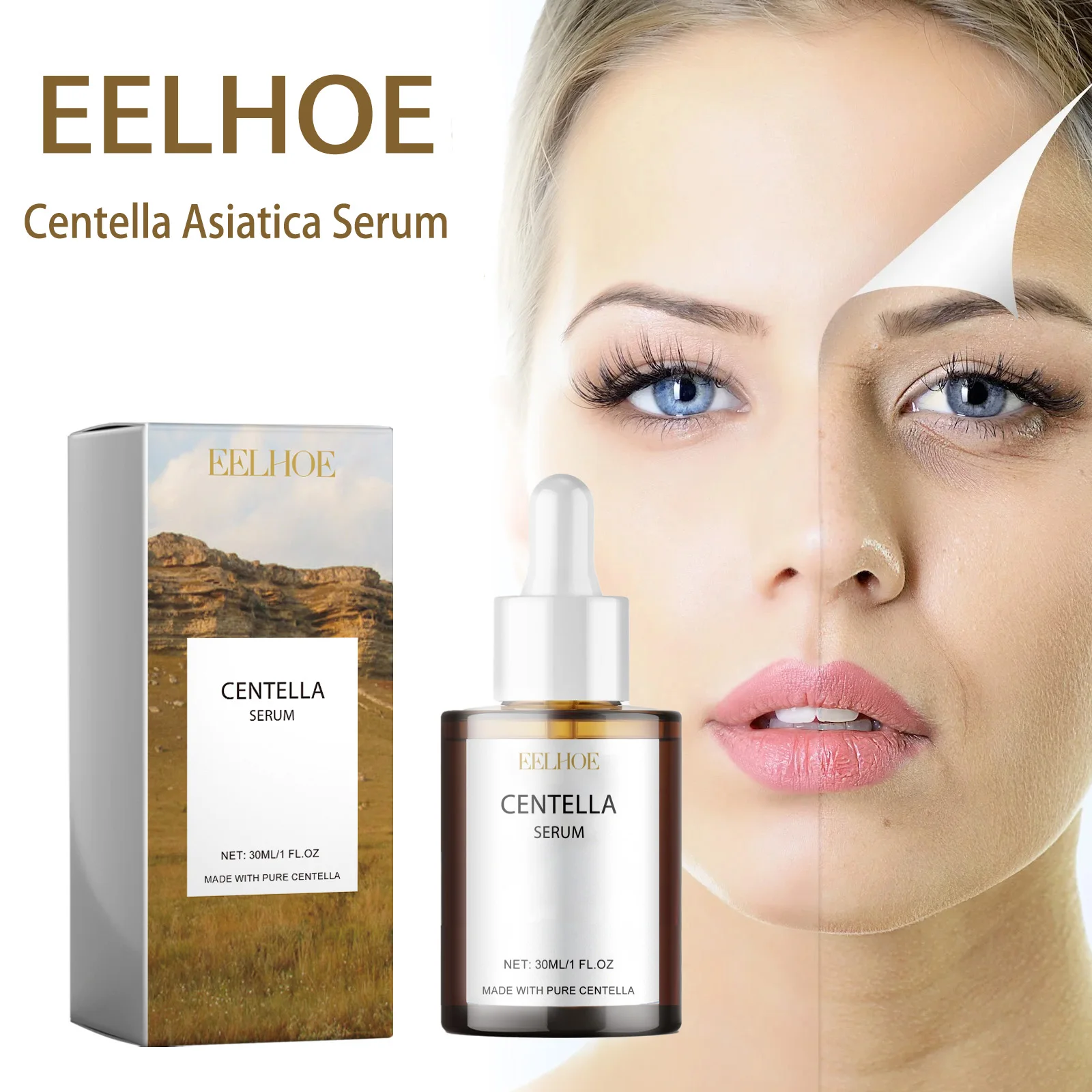 Centella Asiatica Serum 30ml Korean Skincare for Face Hydrating Calming Redness Relief Vegan Sensitive Face Essence Skin Care
