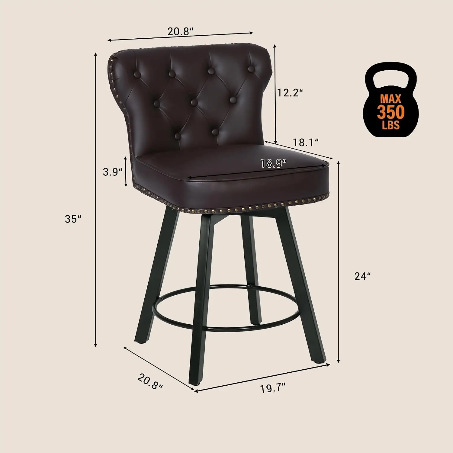 Counter Height Bar Stools Set of 3, 26