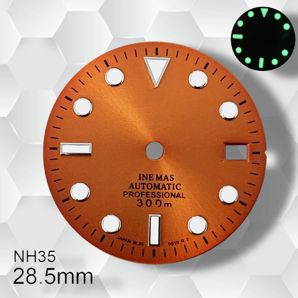 28.5mm S Logo SUB Wijzerplaat Geschikt voor NH35/NH36/4R/7S Beweging Groene Lichtgevende Sunburst wijzerplaat Horloge Modificatie Accessoires