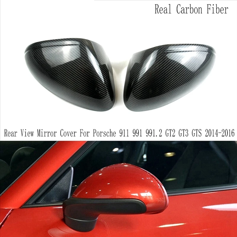 Real Carbon Fiber Rear View Mirror Cover for Porsche 911 991 991.2 GT2 GT3 GTS 2014-2016 Door Side Mirror Cap