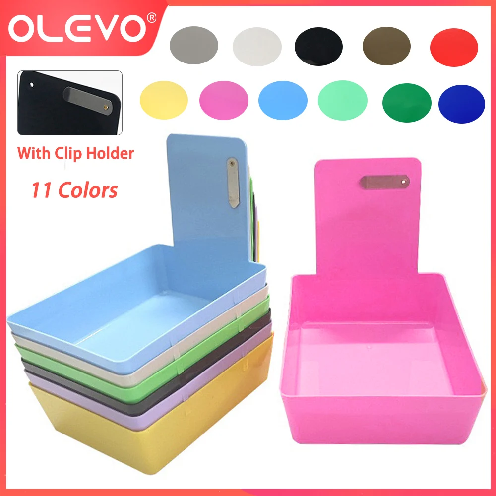 

OLEVO 6 Pcs Dental Teeth Model Storage Box With Clip Holder Plastic Working Lab Pan Denture Turnover Tray Case Colourful