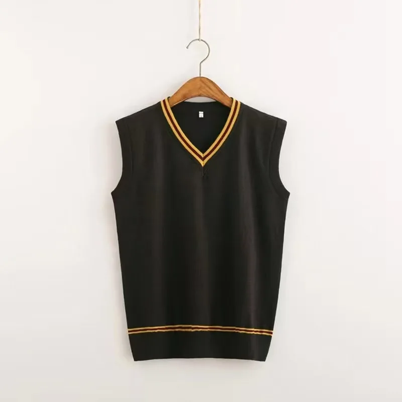 

Magic School V Neck Sweater Uniform Hufflepuff Ravenclaw Slytherin Wizard Cosplay Costume Stripe Cotton Sleeveless Knitted Vest