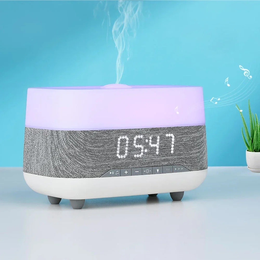 

Essential oil aroma diffuser ultrasonic atomizer 300ML colorful night light bluetooth audio alarm clock home air humidifier