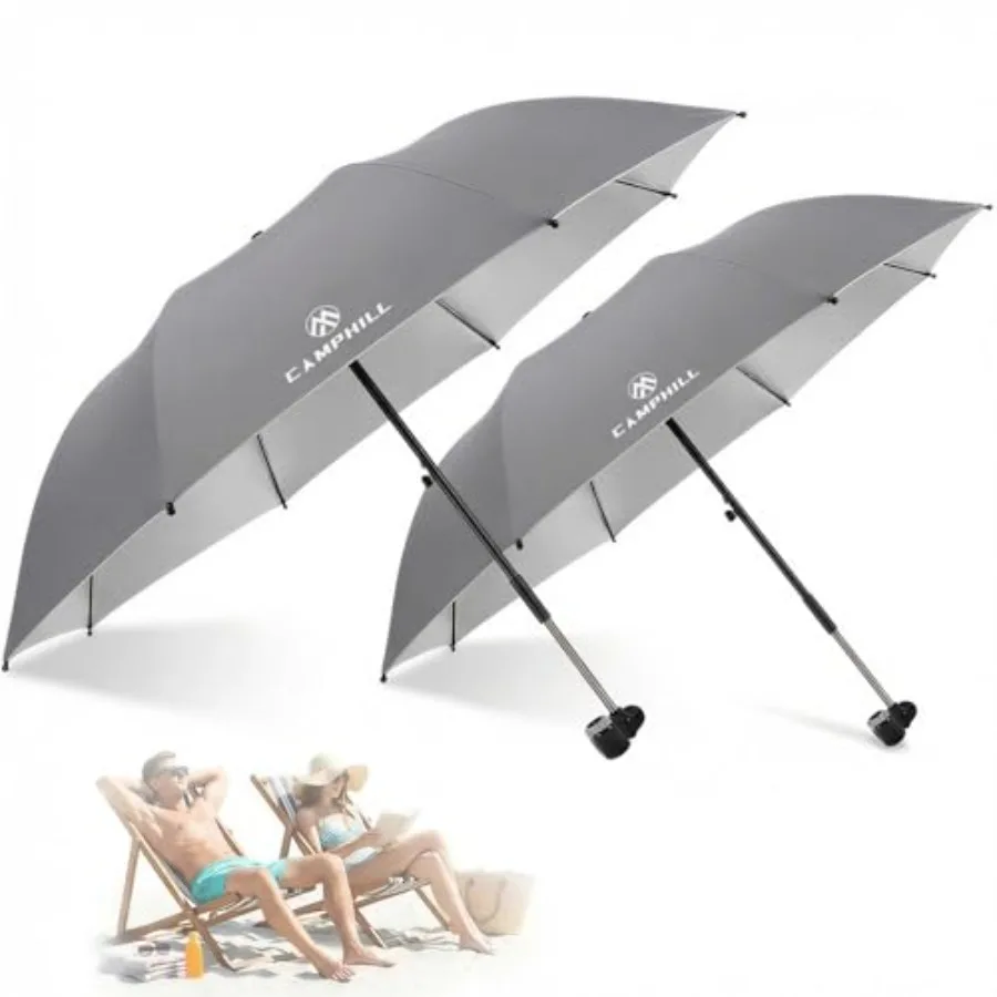 

2 Pack Beach Umbrella with Clamp Sun ShadeAdjustable Umbrellas with Clip UPF50+ Sunshade for Beach Chair Stroller Fishing Campi
