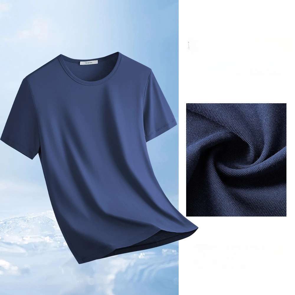 Men Ice Silk Soft Cozy Short Sleeve T-Shirt Good Quality Antibacterial Simple Basic White Tees Summer Fashion Pullover Tops