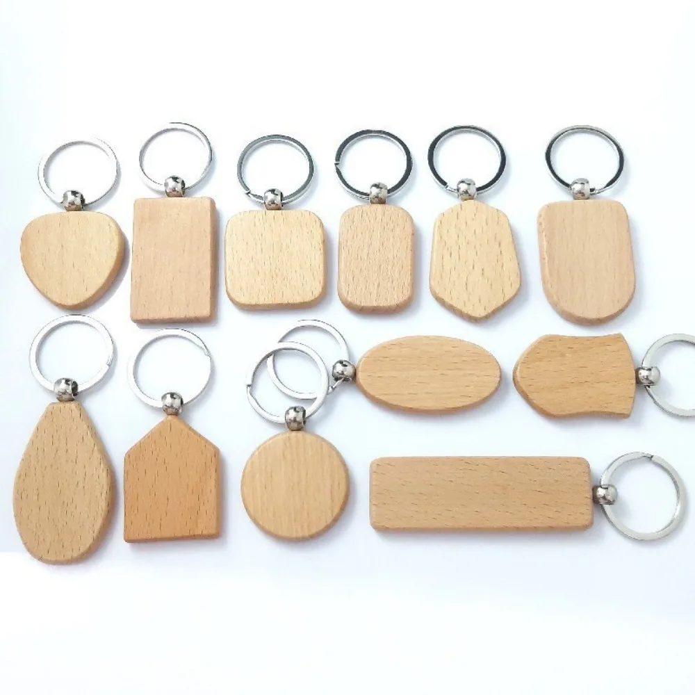 Creative Laser Engraving Gift for Beech Keychain DIY Wooden Pendant Solid Wood Personalized Keychain