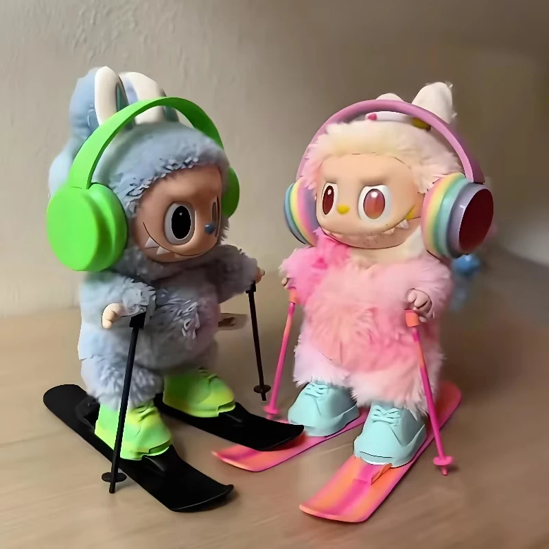 

Labubu 1st - 3rd Gen 15/17cm Doll Ski Outfit Set Rainbow Headphones Windproof Goggles Petal styled Shoes & Ski Gear