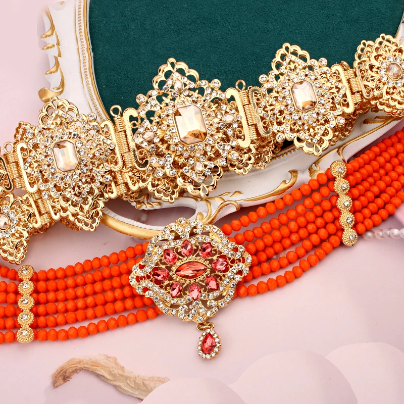 Algerian Moroccan Style Jewelry Belt Adjustable Women's Wedding Sets God Plated Kaftan Jewelry Vestidos De Fiesta Accessory