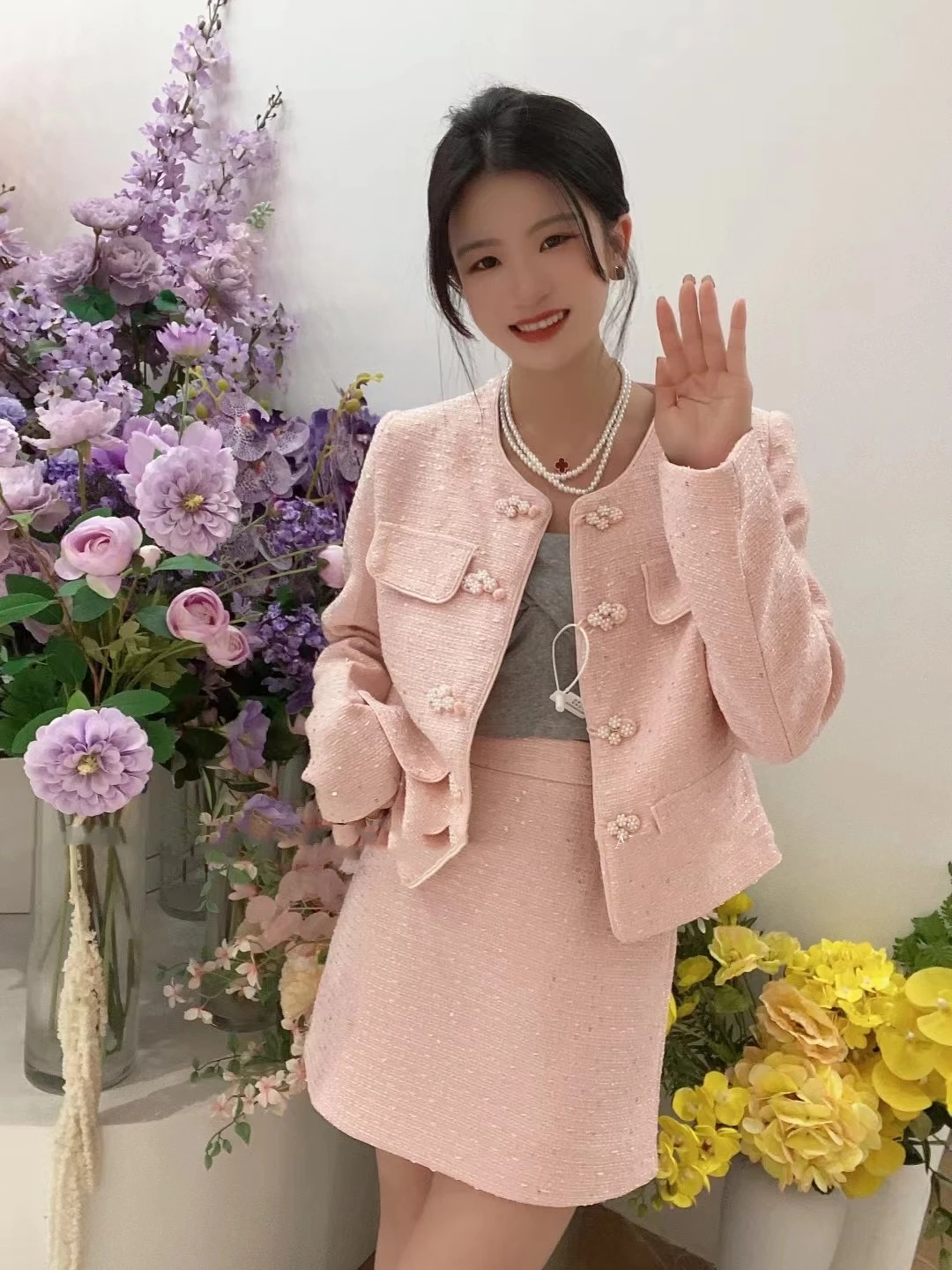 UNXX Heiress Soft Tweed Suit for Women Female Office Lady 2024 Autumn French High-end Tassel Edge Jacket Skirt Two-piece Set