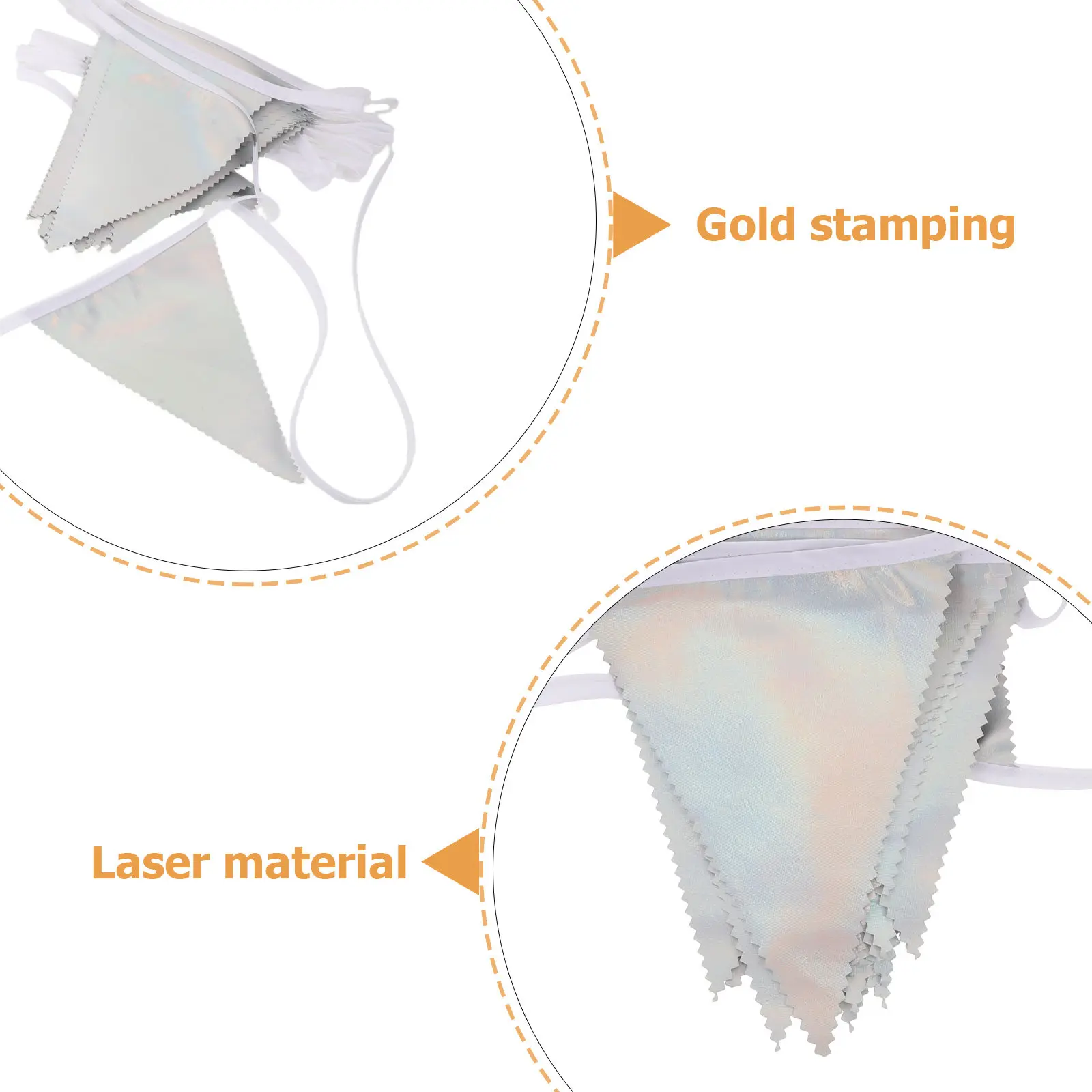 Iridescent Birthday Banner 32.8ft Triangle Pennant Flag Garland Fabric Bunting for Porch Patio Mantel Fireplace Window Wall
