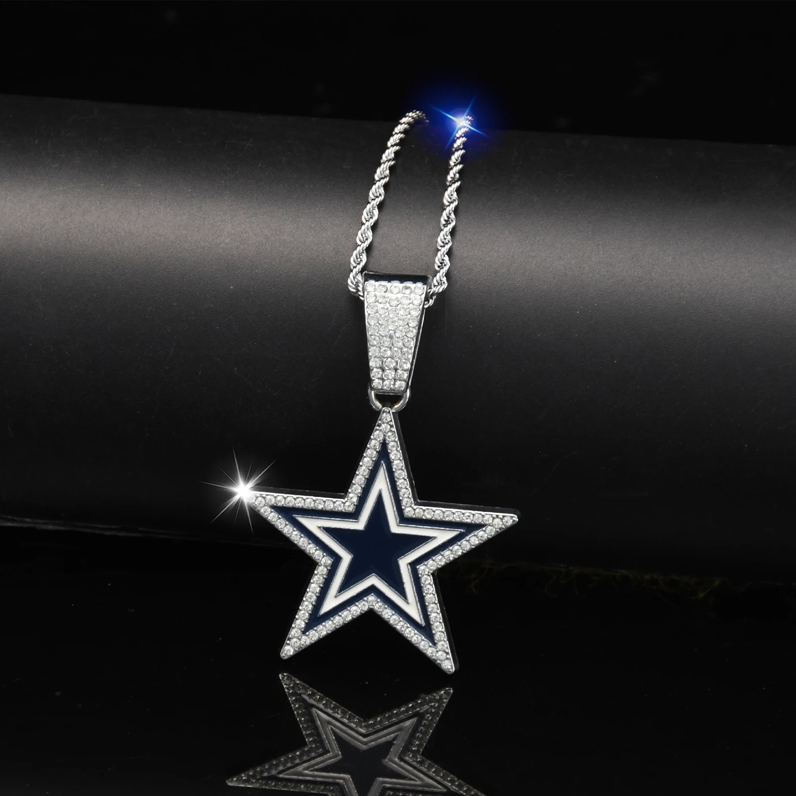 Hot Selling Icy Star Jewelry Stainless steel Twist Chain Football Cow and Boys Necklace for Men Rapper's