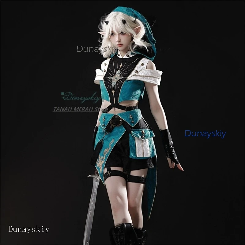 

Костюм для косплея на Хэллоуин, готические шорты «Путешественник», топ с капюшоном, шорты, новинка осени 2021, красивый Disfraz Mujer в стиле Лолиты