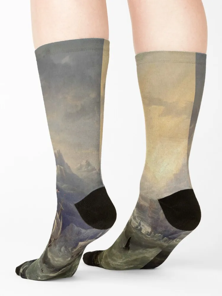 HMS Erebus and Terror في القطب الجنوبي - جوارب جون ويلسون كارميكايل هدايا للأطفال للمشي لمسافات طويلة جوارب رجالية ملونة للنساء