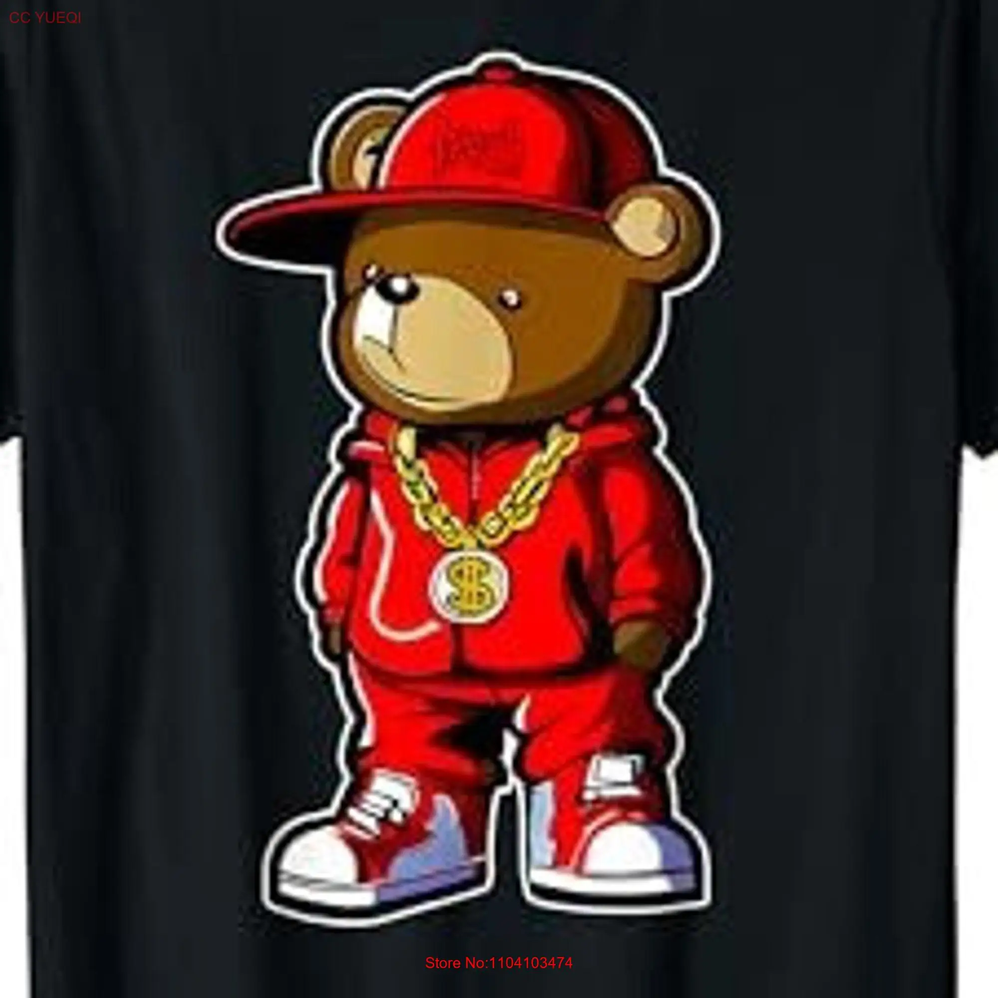 Cute Hip Hop Teddy Bear T Shirt 90 clothing graffiti long or short sleeves