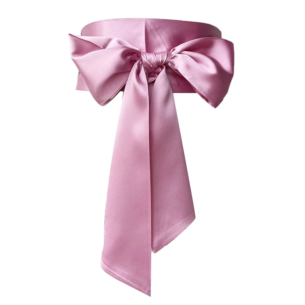 Fashion Satin Silk Bow Corset Waist Belt Decorative Wide Lace Up Waistband Strap DIY Waist Cover For Skirts Dress Top Clothes