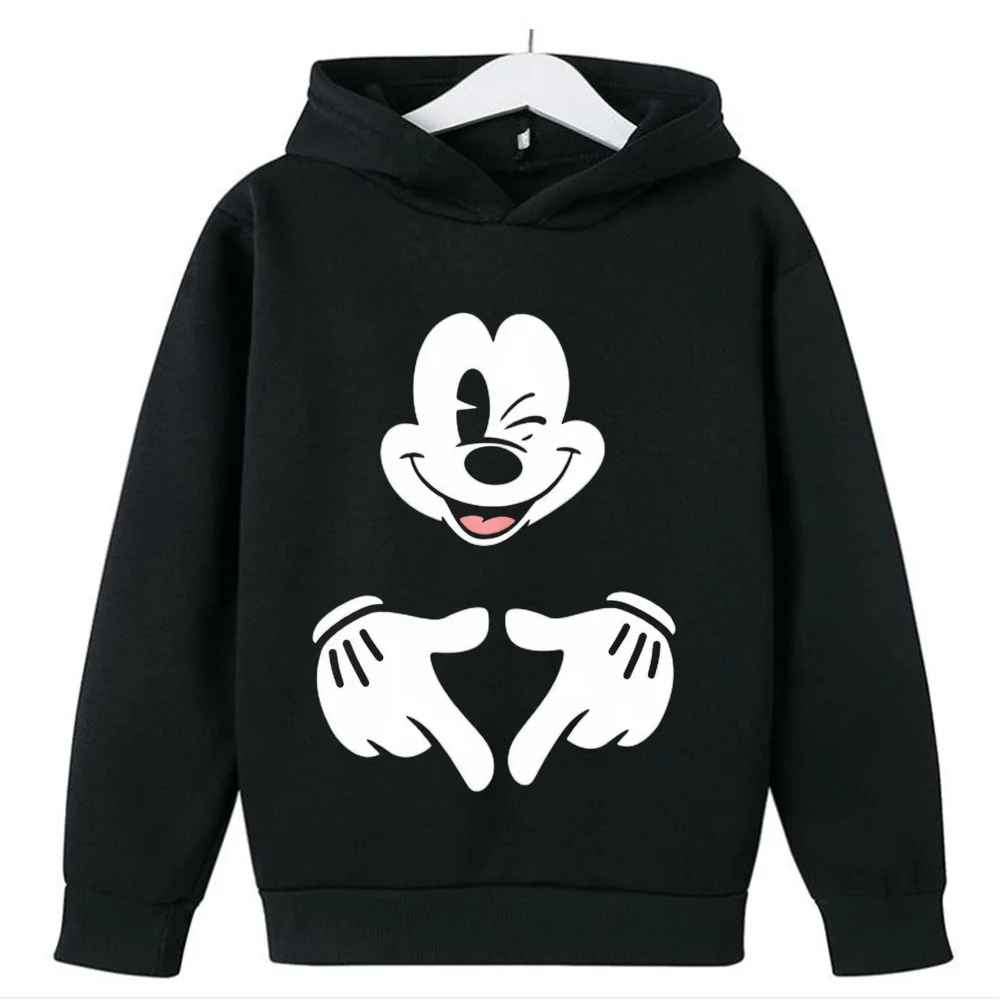 Ropa de Disney para niñas, sudadera con estampado de dibujos animados de Mickey y Minnie Mouse, moda informal para niños de 3 a 14 años