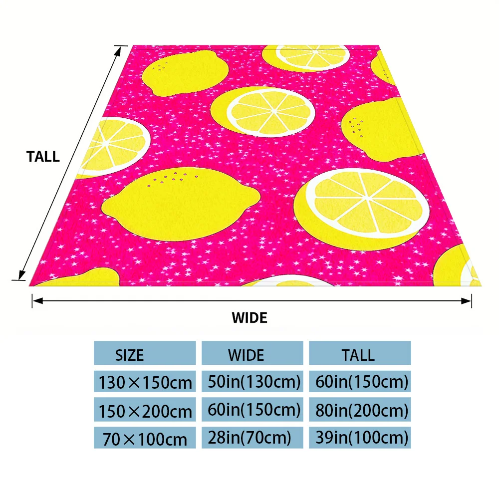 Pink Lemon Star Flannel Luxury Blanket, Lightweight And Comfortable Woolen Blanket, Ultra-Fine Fiber