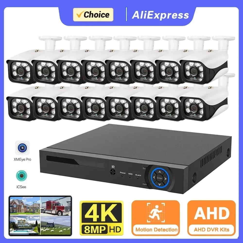 

H.265 16CH AHD DVR Kit 4K Security System Super 8MP Motion Face Detection Camera Outdoor IP66 Video Surveillance CCTV DVR Kit