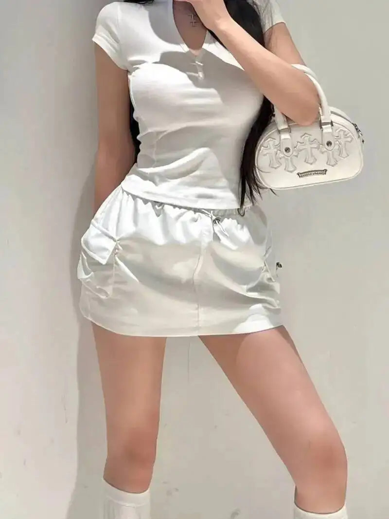 

High Waisted Skirt Women Drawstring Workwear Skirt Small Stature Slim A-line Short Skirt Hip Hugging Sweet Women 2025 New NR0U