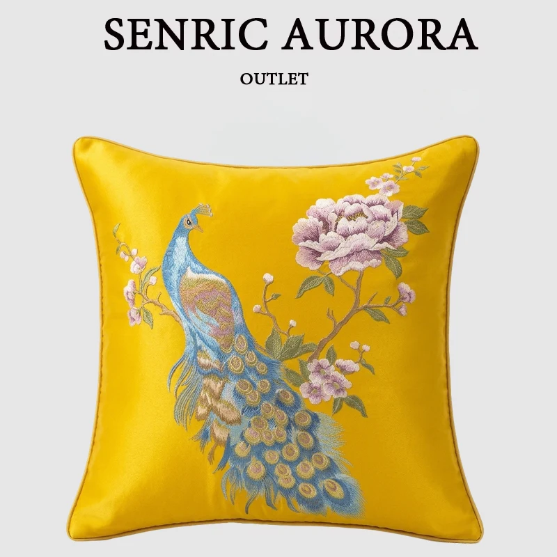 Design Luxury Cushion Cover  Embroidered Flowers and Birds 30x50 45x45 40x60 50x50 60x60cm Pillowcase For Home Hotel Bed Sofa